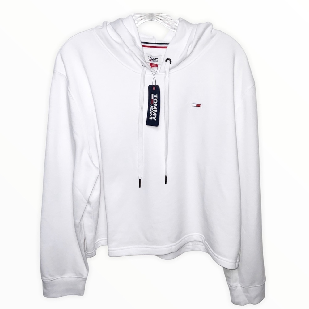 Tommy jeans white cropped hoodie